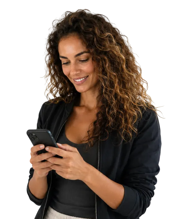 Someone checking their portfolio on a phone
