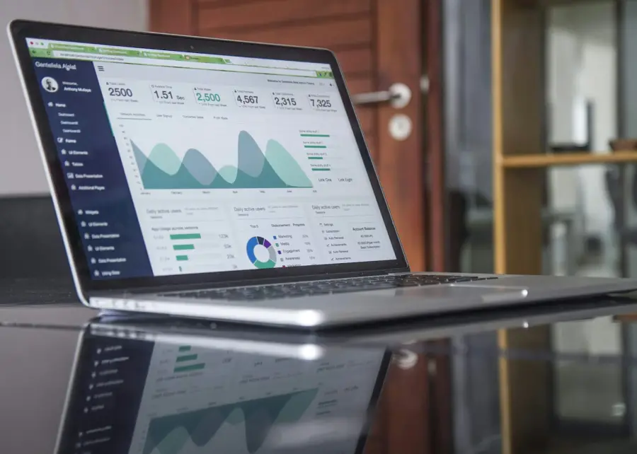 Financial charts on a screen